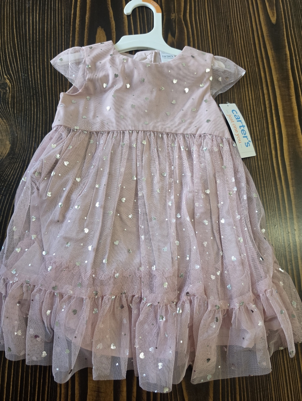 Carter's Dusty Pink Tulle Heart Party Dress